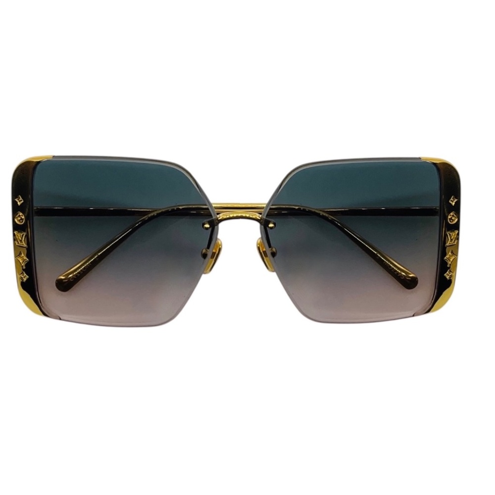 LOUIS VUITTON GOLD LV MOON METAL SQUARE SUNGLASSES - Picture 9 of 9